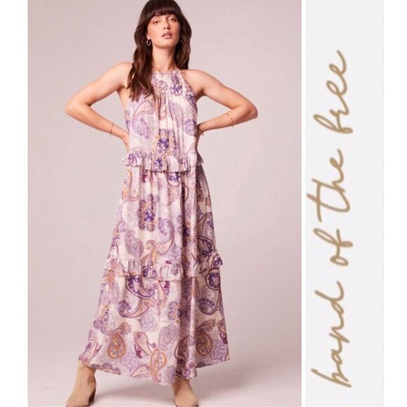 Band of Gypsies Purple Paisley Maxi Dress - Picture 1 of 16